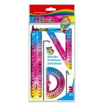 Zestaw geometryczny elastyczny Keyroad Rainbow Deco liniijka 20cm, ekierka 18cm kątomierz 10cm - Kredki, ołówki, pastele i pisaki - miniaturka - grafika 1