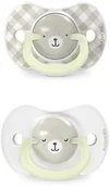 Smoczki uspokajające - Suavinex 309099-SMOCZEK fizjologiczny SX PRO 6-18M 2SZT ŚWIECĄCY ZIELONY WILD&FREE - miniaturka - grafika 1