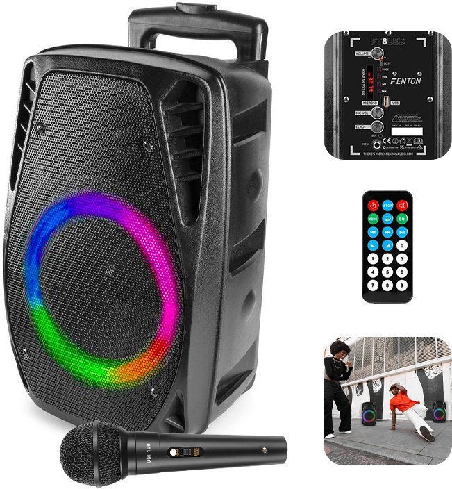 Głośnik bluetooth Fenton 300W FT8LED-MK2 mikrofon akumulator one size