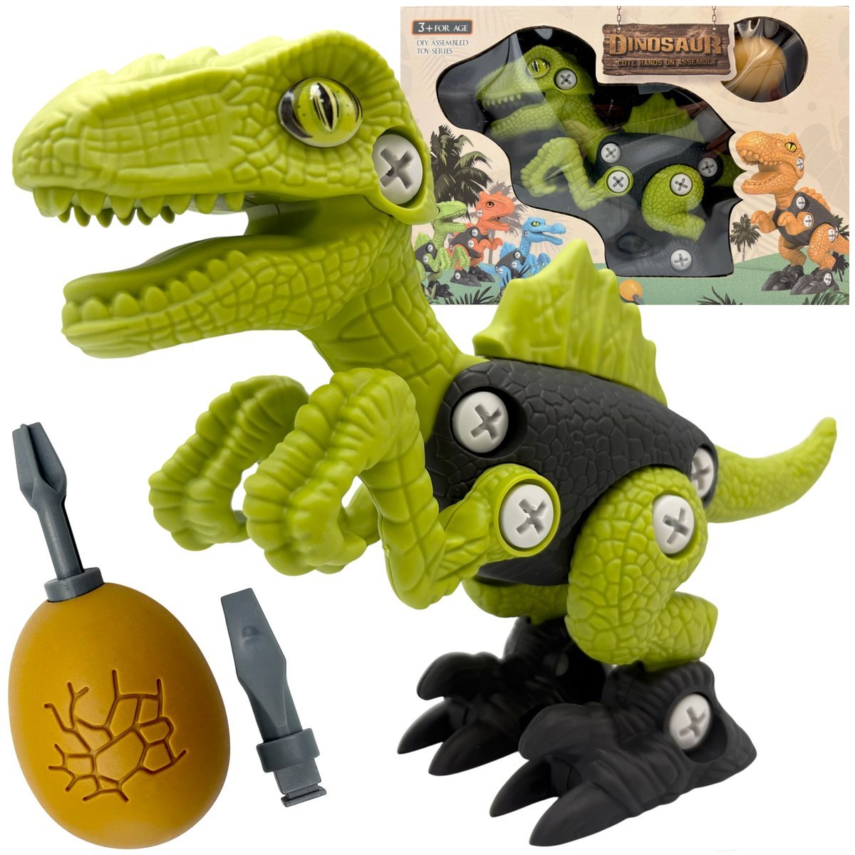 Dinozaur do skręcania ze śrubokrętem zestaw klocków do skręcania narzędzia.