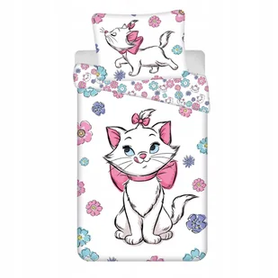 Pościel Dziecięca Kotka Marie 140x200 cm Kwiatowy Wzór Bawełna - Pościel dla dzieci - miniaturka - grafika 1