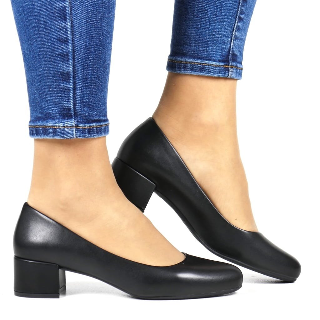 Czółenka Półbuty Na Niskim Obcasie Sergio Leone Pb291 Czarne Matowe