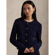 Swetry damskie - POLO RALPH LAUREN Wełniany kardigan Cable Cropped Fit z dodatkiem kaszmiru - miniaturka - grafika 1
