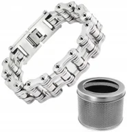 Bransolety męskie - MĘSKA BRANSOLETKA ŁAŃCUCH MOTOCYKLOWY 18MM 19CM + PUDEŁKO - miniaturka - grafika 1