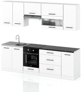 Meble Kuchenne Nowoczesne Kuchnia Marocco 2.6m Modułowa Białe Czarne Połysk - Meble kuchenne - miniaturka - grafika 1