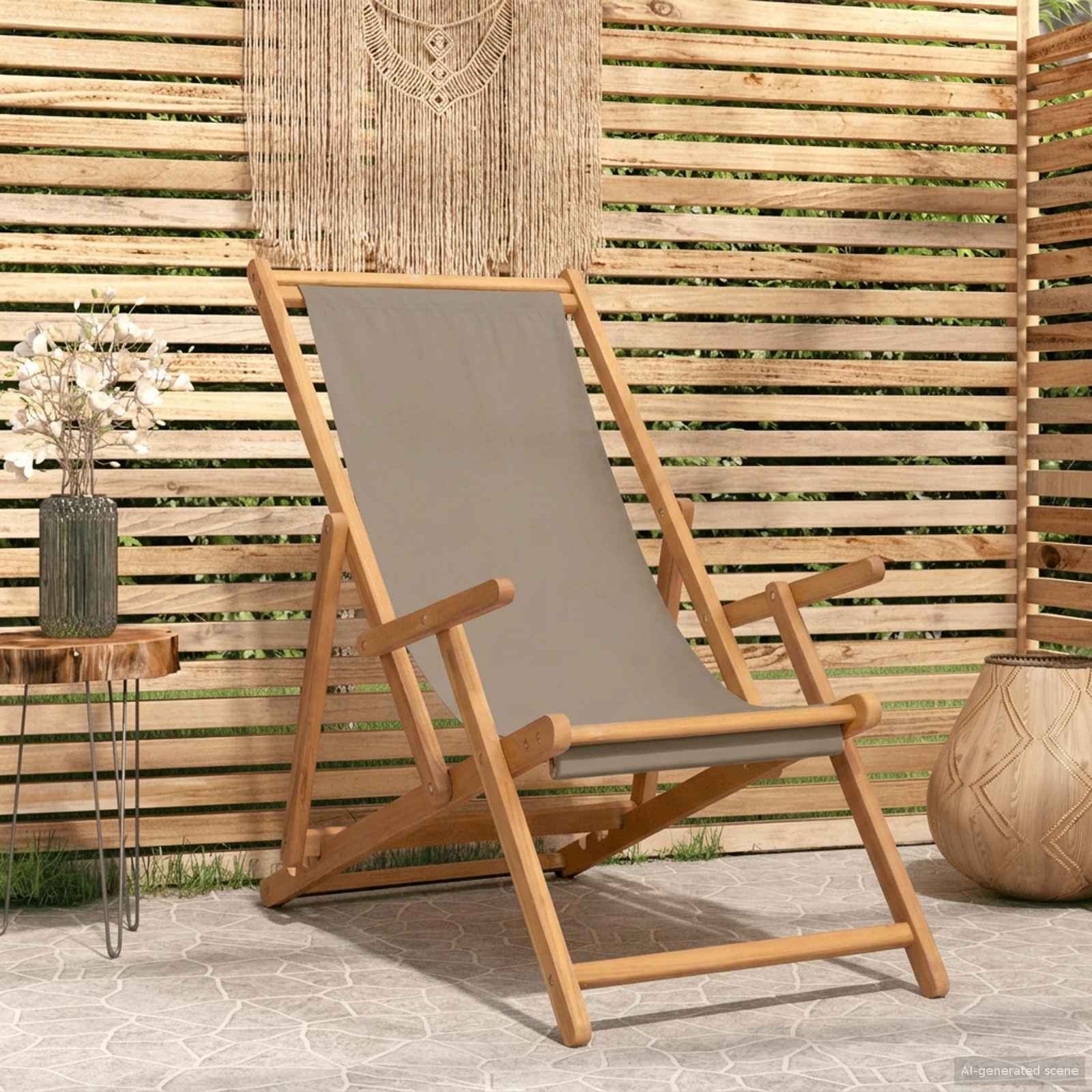 vidaXL Krzesło plażowe Ciemnoszary Lite drewno teakowe 42032665