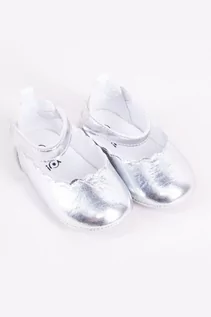 Buciki dla niemowląt - Baleriny niemowlęce na rzep- srebrne - grafika 1