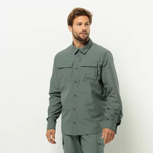 Męska koszula trekkingowa Jack Wolfskin BARRIER LS SHIRT M hedge green - M - Koszule męskie - miniaturka - grafika 1