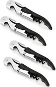 Korkociągi i otwieracze - zestaw 4 korkociągów do wina 12 cm ze stali nierdzewnej nóż kelnerski otwieracz do wina z otwieraczem do butelek i nożykiem do folii nóż sommelierski wielofunkcyjne sztućce kelnerskie korkociąg do wina korkociąg ręczny - miniaturka - grafika 1