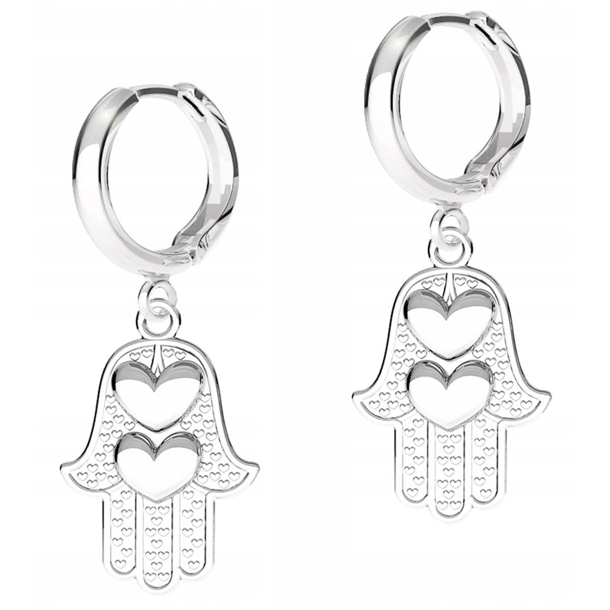 Kolczyki Srebrne Ręce Opatrzności Ręka Serca Oko Serduszka SREBRO 925