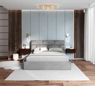 Łóżka - Łóżko tapicerowane PASADENA z pojemnikiem i stelażem podnoszonym - 90x200 - TRINITY - Szary - miniaturka - grafika 1