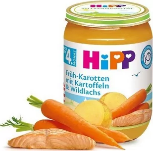 HiPP, Bio, młoda marchew z ziemniakami i dzikim łososiem, 190 g - Dania dla dzieci - miniaturka - grafika 1
