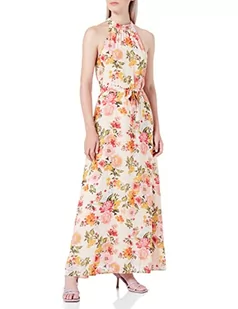 Vila Women's VIALLISON Halterneck Ankle Dress/DC/SU sukienka, Golden Haze/AOP: Flowers PINK/RED, 38 - Sukienki - miniaturka - grafika 1