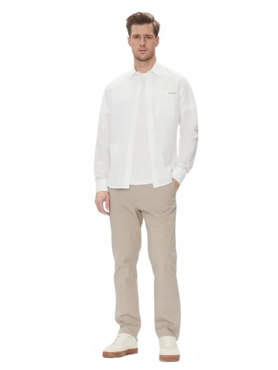 CALVIN KLEIN SPODNIE CASUAL CHINOS BEŻOWE PROSTE 32/34 OPA