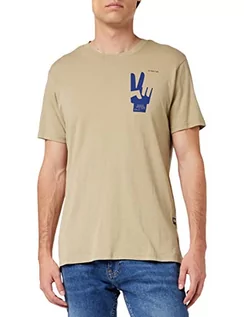 Koszulki męskie - G-STAR RAW Męski T-shirt Multi Shield Back Gr R T, beżowy/khaki (Tree House 336-c941), M - grafika 1