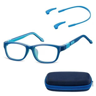 Elastyczne dziecięce oprawki okularowe zerówki prostokątne + gumka Sunoptic K5A granatowe - Okulary korekcyjne, oprawki, szkła - miniaturka - grafika 1