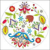 Szkolne artykuły papiernicze - Naklejka okrągła haft kaszubski, szkoła wdzydzka - miniaturka - grafika 1