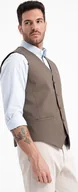 Kamizelki męskie - Ombre Żakardowa kamizelka męska casual bez klap - brązowa V1 OM-BLZV-0111 XXL - miniaturka - grafika 1