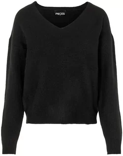 Swetry damskie - Pieces Sweter "Pcperla" w kolorze czarnym - grafika 1