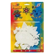 Długopisy - Hama Perlen 4555 duże płyty na długopisy, zestaw 3 sztuk do koralików do prasowania Midi o średnicy 5 mm, motyw żaby, gwiazdy i smok w kolorze białym, kreatywna zabawa dla dużych i małych - miniaturka - grafika 1