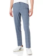 Spodenki męskie - SELECTED HOMME Męskie spodnie dresowe Slhslim-Liam Greyblu Chk TRS Flex B Noos, Grey/Checks:blue, 90 - miniaturka - grafika 1