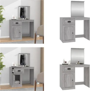 vidaXL Toaletka z lustrem szara Sonoma 90x50x132,5 cm - Toaletka - Toaletki - Stolik kosmetyczny - Stoliki kosmetyczne - Toaletki - miniaturka - grafika 1
