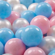 Zabawki do kąpieli - KiddyMoon, plastikowe piłeczki 7cm babyblue-pudrowy róż-perła 50 - miniaturka - grafika 1