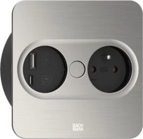 Bachmann BACHMANN TWIST 2 1xUTE 1xUSB A/C 22W 2.0m AEH stal nierdzewna wygląd kątowy - Gniazdka elektryczne - miniaturka - grafika 1