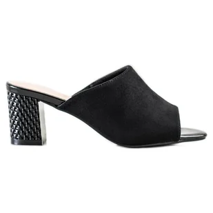 Eleganckie Klapki Sergio Leone czarne - Klapki i japonki damskie - miniaturka - grafika 1