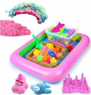 Masy plastyczne - PIASEK KINETYCZNY 3kg FOREMKI + BASEN PIASKOWNICA - miniaturka - grafika 1