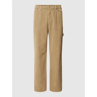 Spodnie męskie - Spodnie sztruksowe o kroju baggy fit z detalem z logo - REVIEW - grafika 1