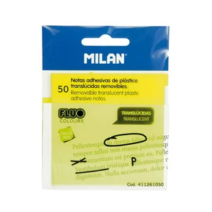 MILAN Karteczki samoprzylepne Milan FLUO przezroczyste żółte 76x76, 50 szt. - Przybory szkolne - miniaturka - grafika 1