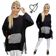 Bluzki damskie - KRATA BLUZA DAMSKA KANGUREK luźna dresowa tunika bluzka 50 52 5XL 6XL 3160 - miniaturka - grafika 1