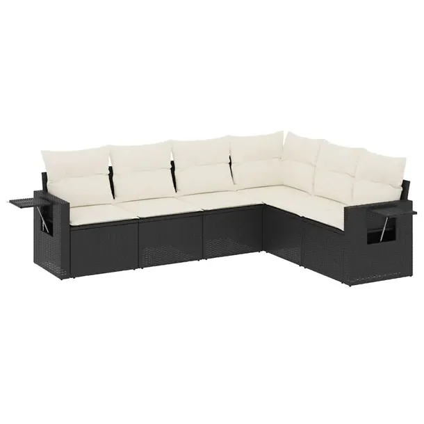 Zestaw mebli ogrodowych modułowych z poduszkami, czarny, rattan PE, 55x62x
