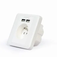 Listwy zasilające - Gembird GNIAZDO GNIAZDKO POJEDYNCZE Z BOLCEM BIAŁE PODTYNKOWE 2X USB 250V - miniaturka - grafika 1