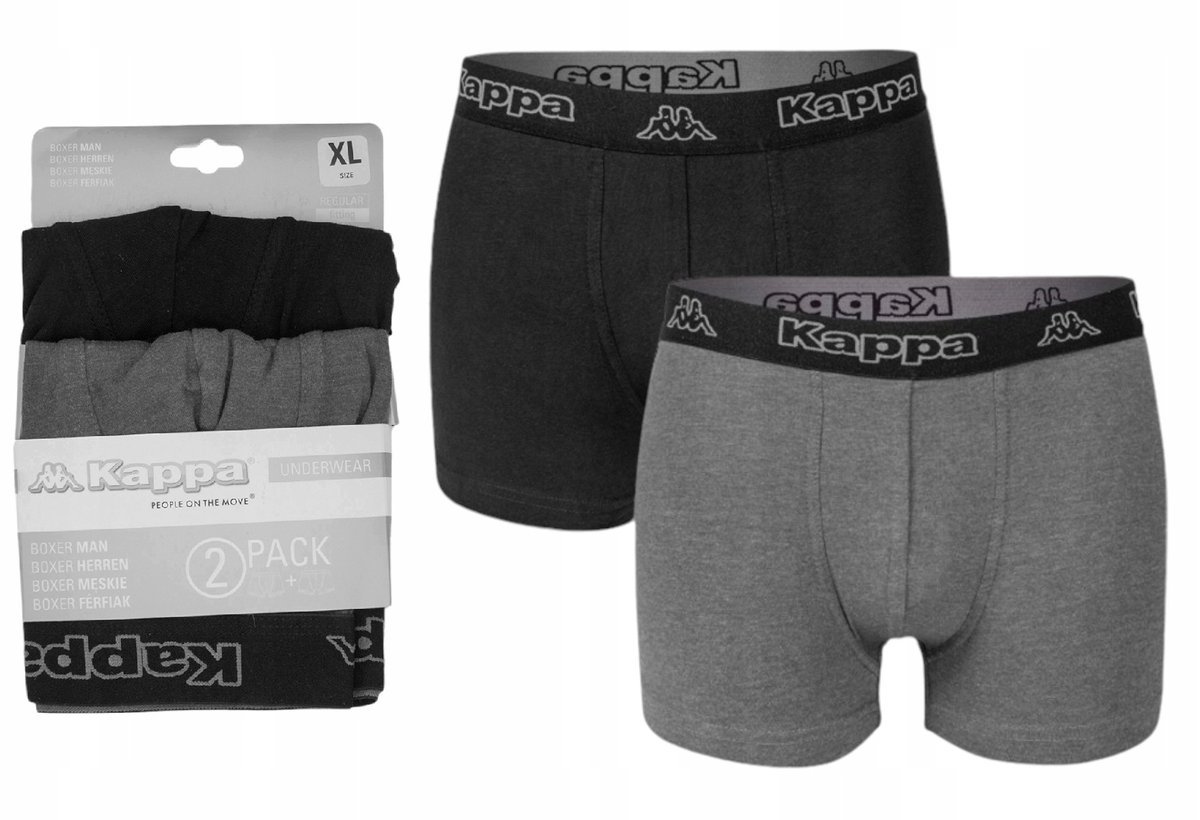 KAPPA BOKSERKI MĘSKIE MAJTKI 2P CZARNE/GRAFITOWE r.XL