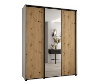 Szafa przesuwna wysoka Davos 3 190 gł. 60 biały + artisan + czarny - Szafy - miniaturka - grafika 1