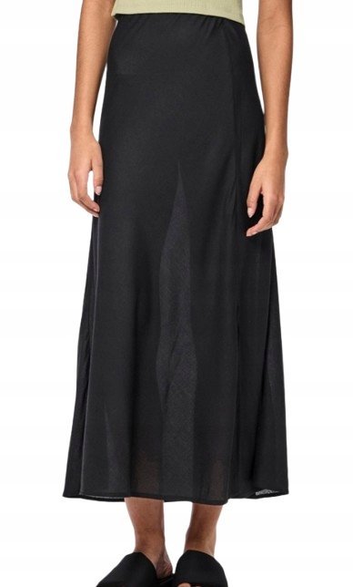 PIECES CZARNA SPÓDNICA MIDI Z WISKOZY PROSTA NA LATO M XQA