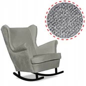 Fotele - Fotel uszak bujany Bella jasny szary welur plusz - miniaturka - grafika 1