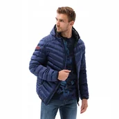 Kurtki męskie - Kurtka męska pikowana satynowa ciemnoniebieska V11 OM-JALP-0121 S - miniaturka - grafika 1