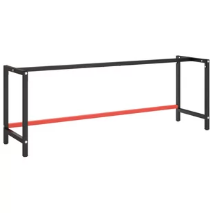 shumee Rama do stołu roboczego czerwono czarna 220x57x79 cm metal - Meble modułowe i akcesoria - miniaturka - grafika 1