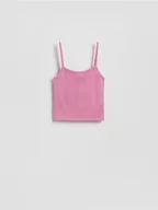 Koszulki i topy damskie - Reserved - Top z metalizowaną nitką - różowy - miniaturka - grafika 1