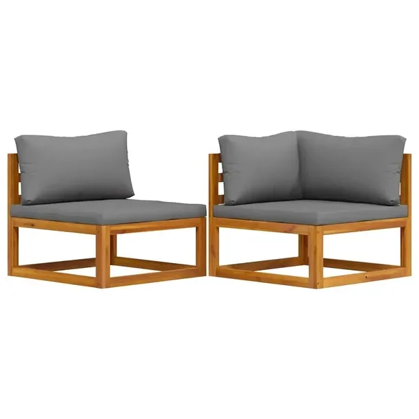 Zestaw Wypoczynkowy z Drewna Akacjowego, Narożnik i Sofa, 70x70x60 cm