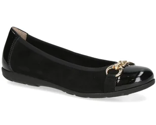 Baleriny baletki damskie Caprice 22172 skórzane czarne z ozdobą-38 - Baleriny - miniaturka - grafika 1