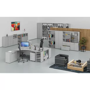 Regał biurowy PRIMO GRAY, 1087 x 400 x 420 mm, szary - Regały biurowe - miniaturka - grafika 3