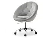 Fotele i krzesła biurowe - Mały Fotel Do Biurka Z Kółkami Lounge 4 Szary Velvet - Chrom - miniaturka - grafika 1