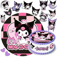 Batoniki - OPŁATEK NA TORT KUROMI + TEKST + POSTACIE JADALNA DEKORACJA - miniaturka - grafika 1