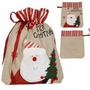 Opakowania i torebki na prezenty - Worek na prezenty 27x22 cm pod choinkę torba świąteczna mikołaj - miniaturka - grafika 1