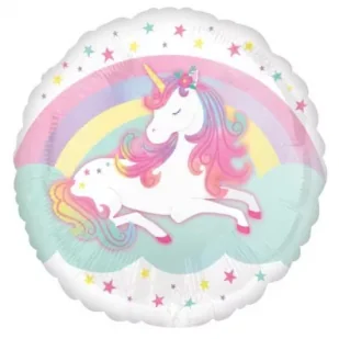Amscan Balon foliowy Jednorożec standard okrągły 43cm - Urodziny dziecka - miniaturka - grafika 1