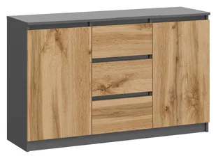 Komoda Z 3 Szufladami I Półkami Antracyt + Dąb Wotan R3-K19 - Komody - miniaturka - grafika 1